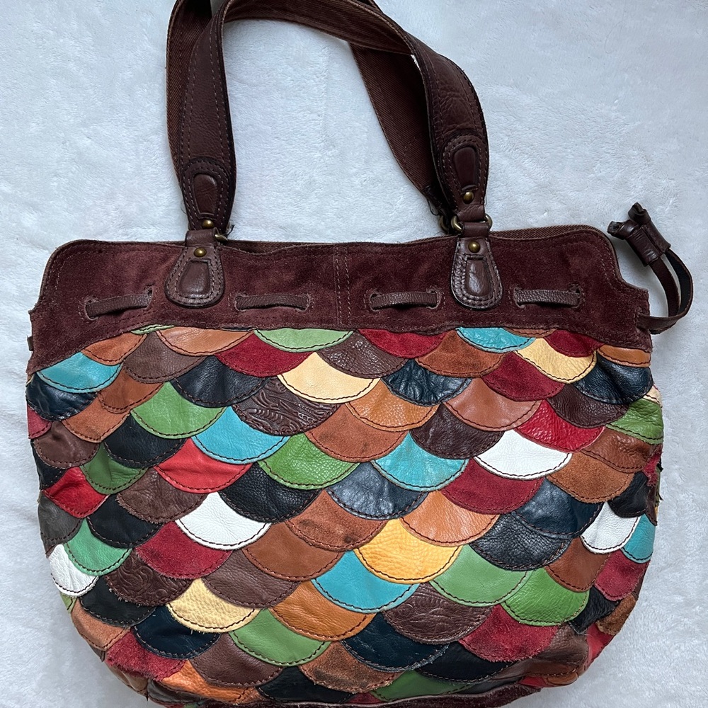 Lucky Brand Colorful Scalloped Leather Tote Bag